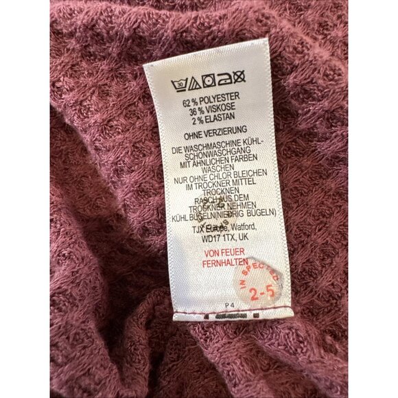 Artisan NY Womens Burgundy Waffle Knit Tunic With Crochet Sleeve Accents size XL - Picture 9 of 11